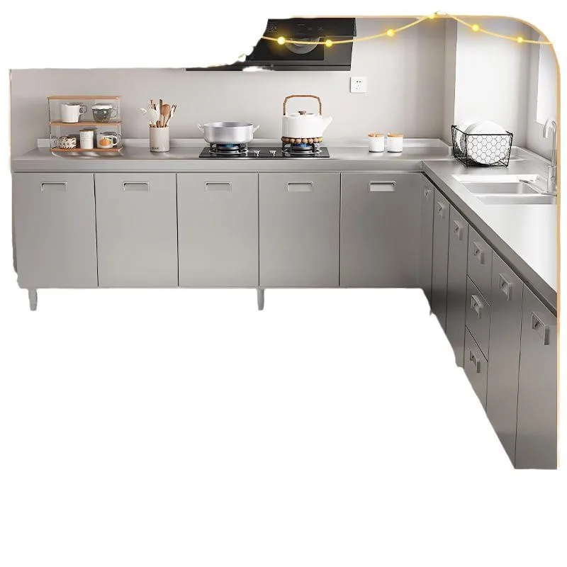 Overall thickened stainless steel cabinets, installation-free integrated kitchen stove cabinet household small apartment