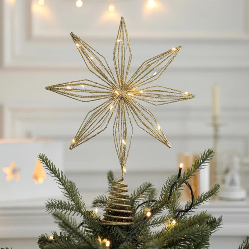 

Sliver Gold Christmas Tree Top Iron Star for Xmas Tree Ornaments Tree Top Navidad Noel Natal New Year Party Decoration