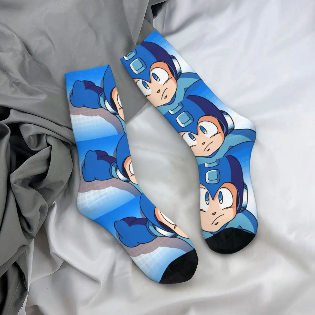 

All Seasons Crew Stockings Megaman Video Game Mega Man Socks Harajuku Long Socks Accessories for Men Women Christmas Gifts