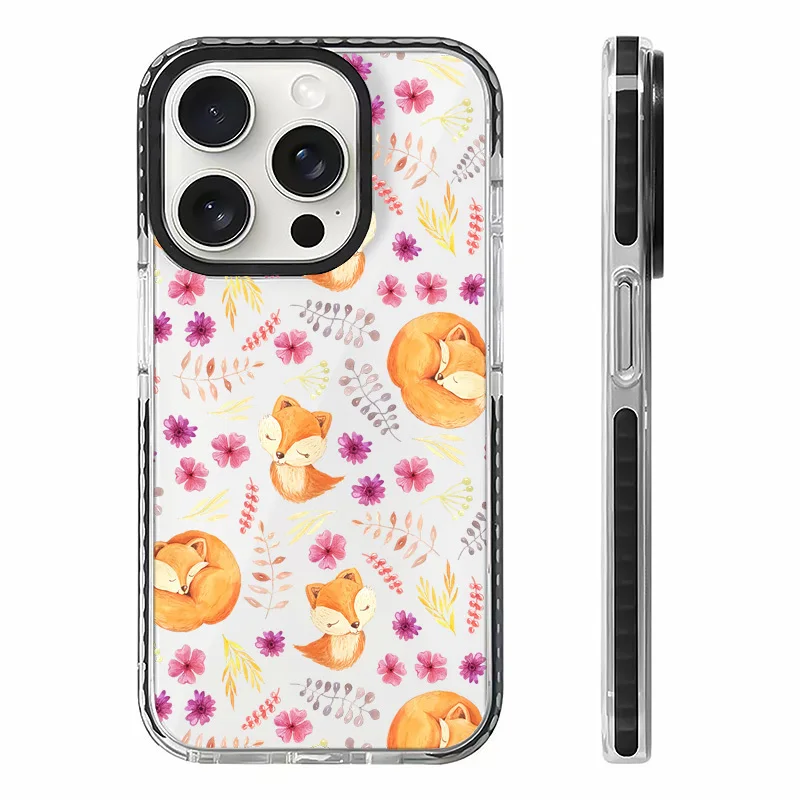 Funda de acuarela Little Fox para Iphone 11, 14, 15 16 Pro Max, Funda suave de silicona gruesa 12 13 Pro 8 Plus XR XS, Funda anticaída