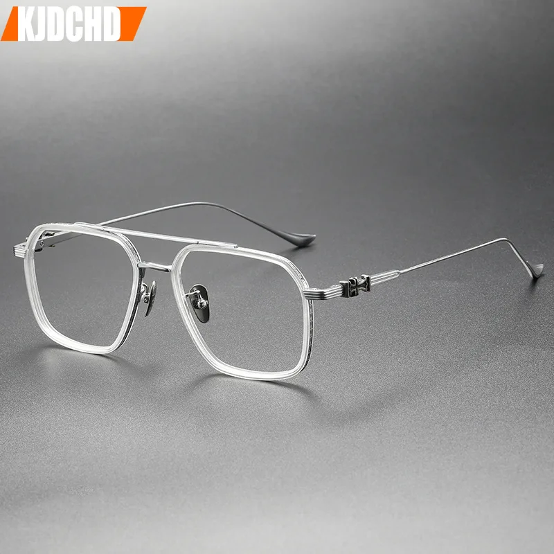 Stylish Prescription Glasses Frame for Men Aviator Big Face Square Trendy Pure Titanium Fashion Ladies Eyeglasses