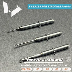 VHF 5 Axis Machines ZIRCONIA Milling - Z060-R2D-40 Z100-R2D-40 Z200-R3D-40 Double & Triple Tooth Diamond Coated Cutter