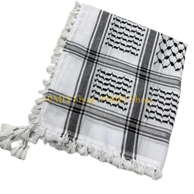 

49MD Middle Eastern Shemagh Scarf Ethnic Headwear Men Headcoveirng for Cultural Event