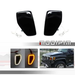 Amber LED Car Front Side Marker Turn Signal Lights W/ White DRL Driving Lights For Hummer H3 2005/2006-2010,Hummer H3T 2009-2010