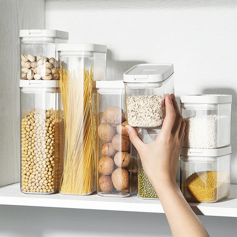 Large Capacity Kitchen Pantry Spaghetti Snacks Dry Food Container Airtight Leakproof Jar Cereal Nuts Oats Storage Box