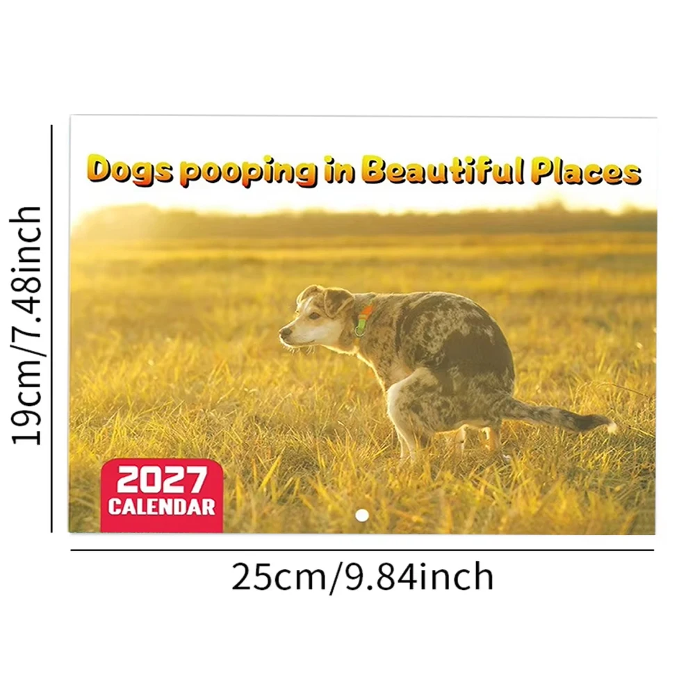 2027 Pooping Dogs Calendar Hangable Creative Daily Weekly Monthly Planner Agenda Schedule Organizer for Home Decor Wall Calendar