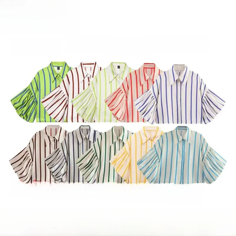 

Autumn Winter New Arrival Women's Loose Bubble Sve Printed irt Versatile Faionable Cross-Border Commute Sle Polyeste...