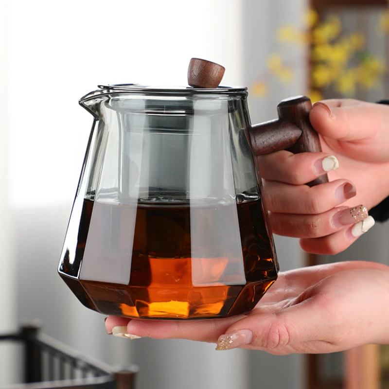 500ML large-capacity glass teapot wooden handle kettle tea set filter brewing teapot surrounded by stove boiling teapot