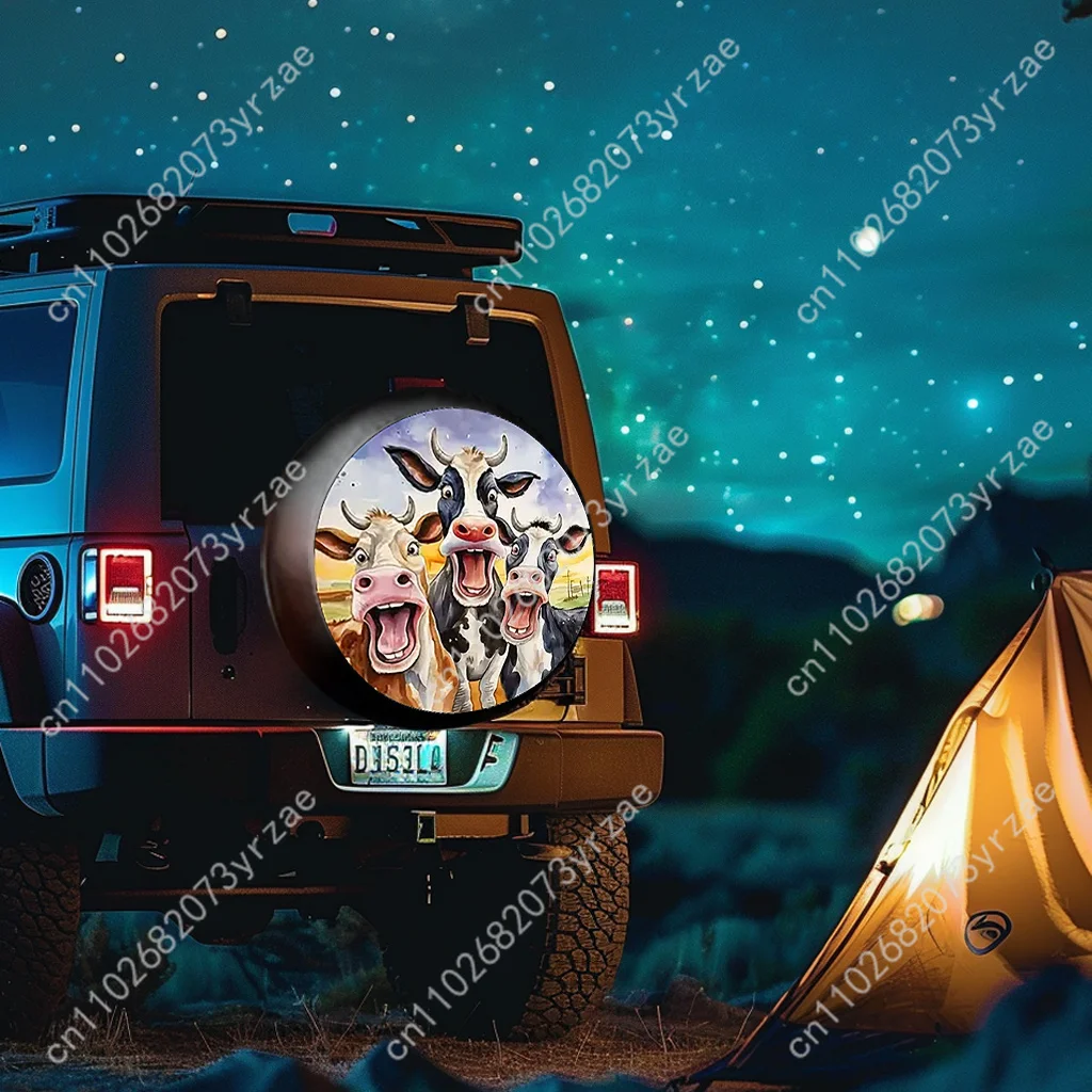 

Whimsical Three Cows Various Models Spare Car Tire Cover Prevention Sand Dust rainwaterTire Cover Sturdy Durable Tire Covers