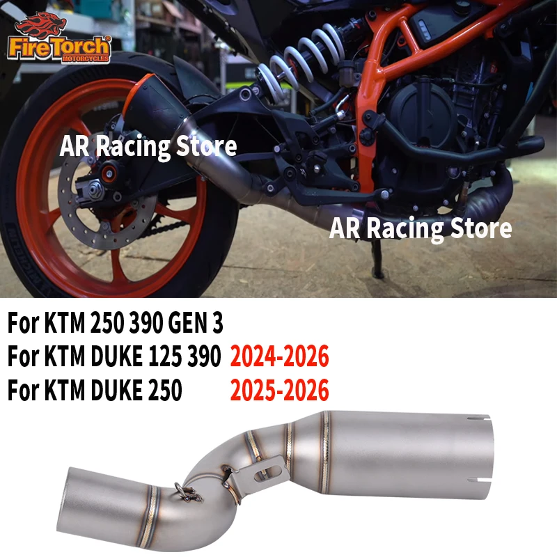 

Slip On For KTM DUKE 125 250 390 GEN3 2024 - 2026 Motorcycle Exhaust System Espace Moto Mid Link Pipe Connect 50.8MM Muffler