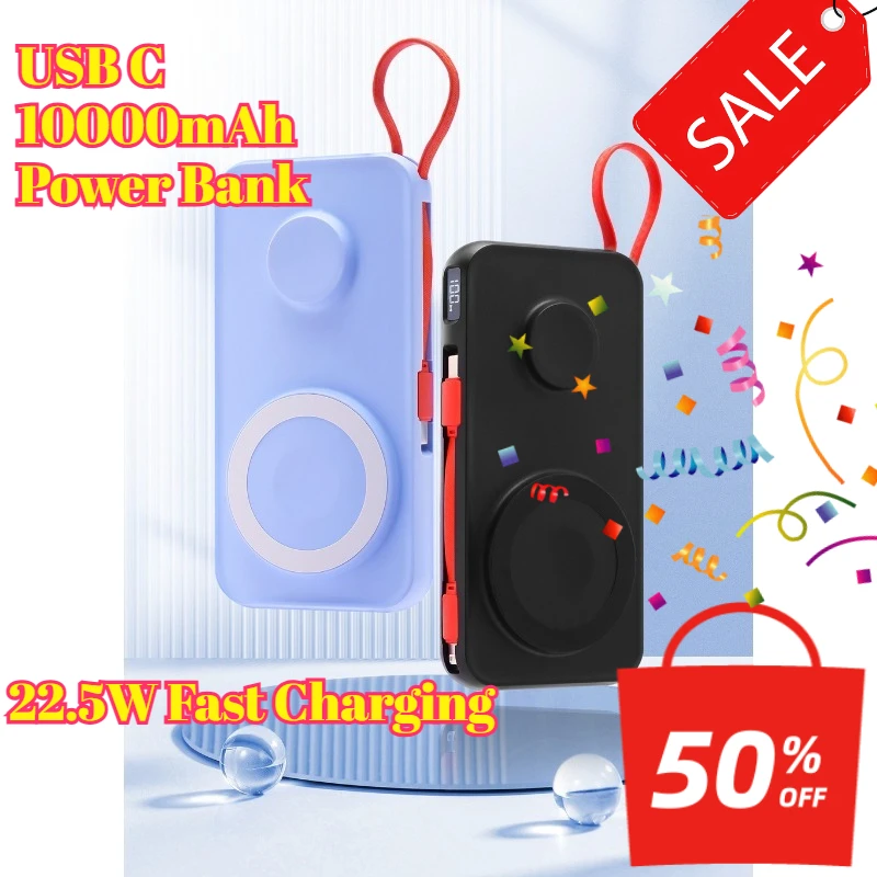 

USB C 10000mAh Power Bank 22.5W Fast Charging for Apple Watch IPhone Xiaomi Samsung External Battery