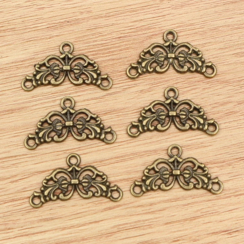 30 pezzi 14x26mm argento antico placcato bronzo stile fiore ciondolo ciondolo charm fai da te accessori gioielli per bracciale collana