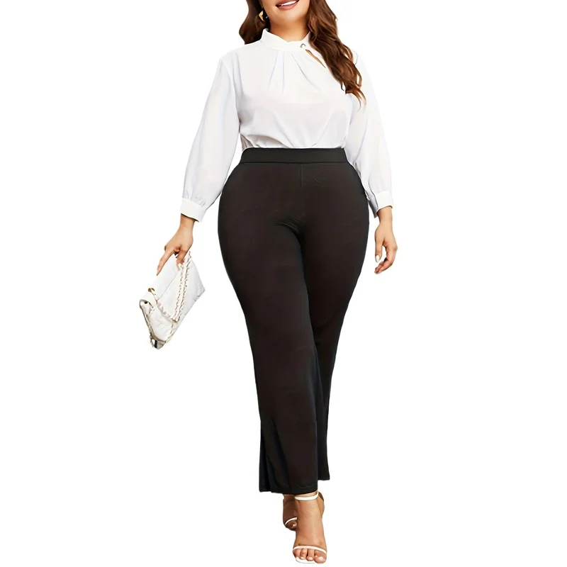 

Женские расклешенные брюки больших размеров с эластичным поясом, модные, 2026