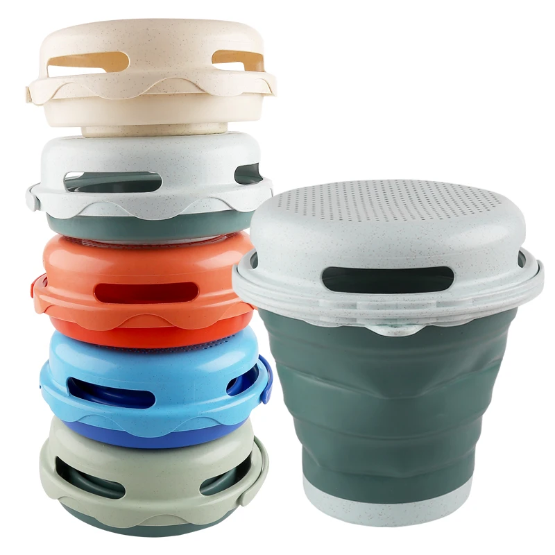 Set di giocattoli da spiaggia 4 pezzi nuovo stile 4 in 1 Secchio pieghevole, pala e rastrelloPioli da trasportare e catturare i giocattoli del secchio marino.2025