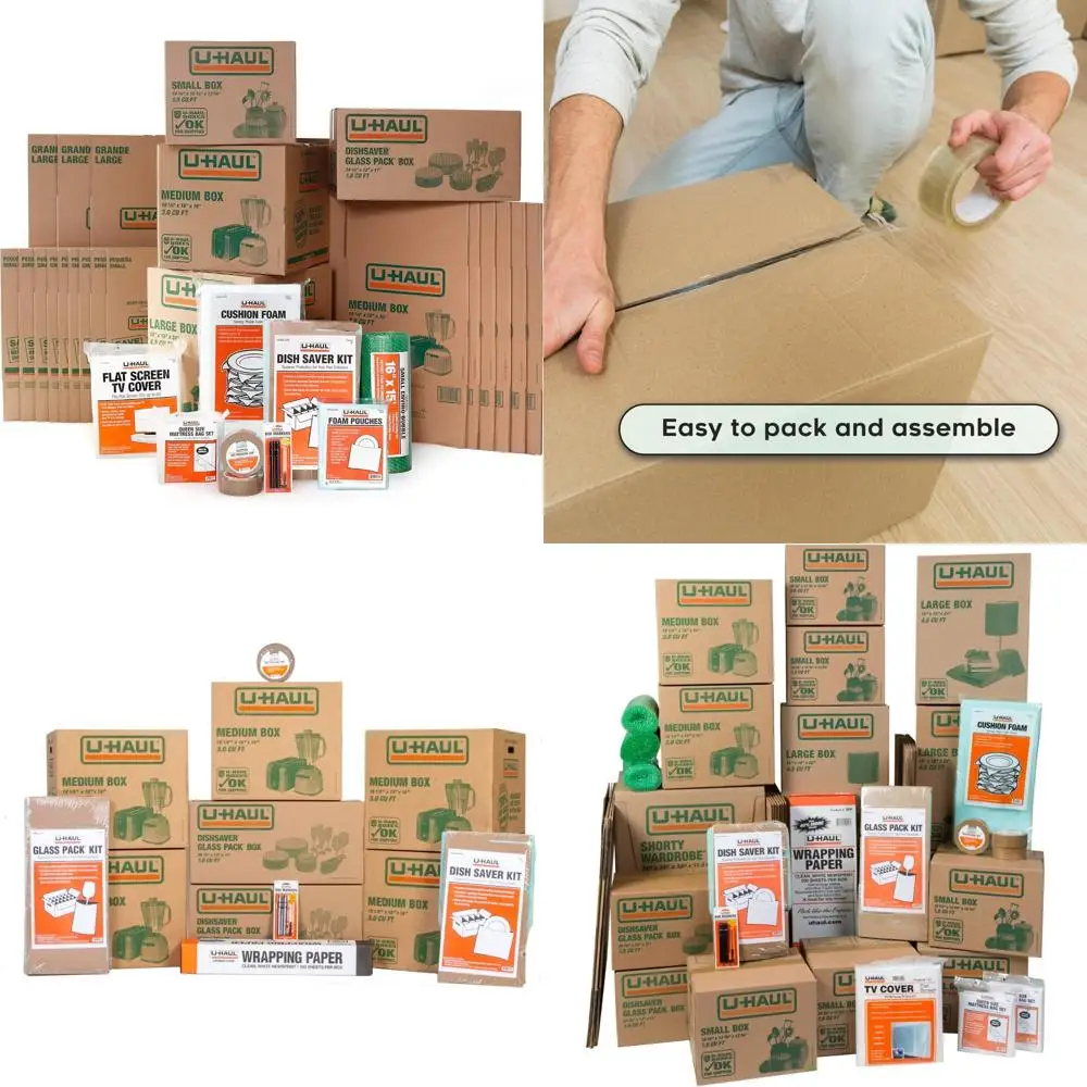 

Набор для перемещения в квартире — 21 коробок, набор посуды, пенопластовые мешочки, лента, наматрасник, защита для телевизора, упаковочные материалы в ассортименте