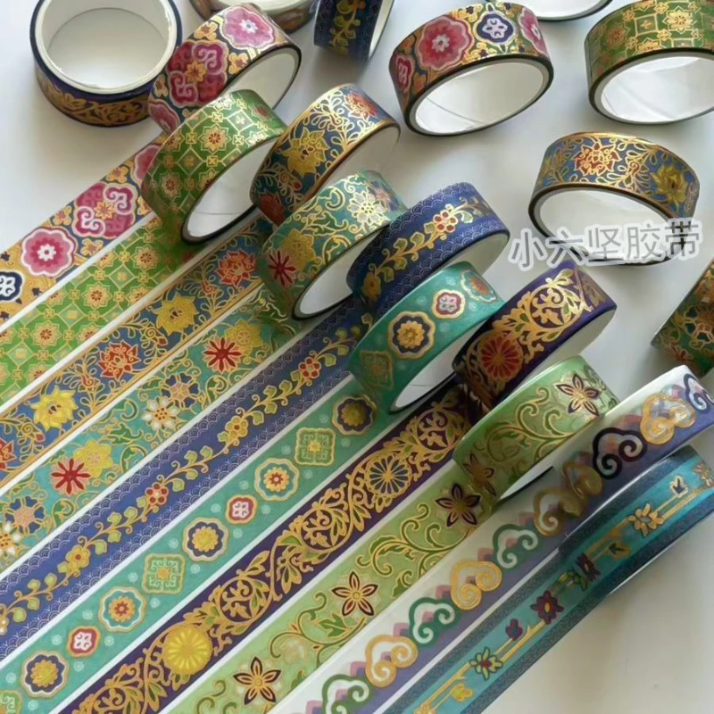 

10 Rolls Vintage Floral Gold Foil Washi Tape Set, Removable Decorative for Scrapbooking DIY Notebook Gift Box Decoration​
