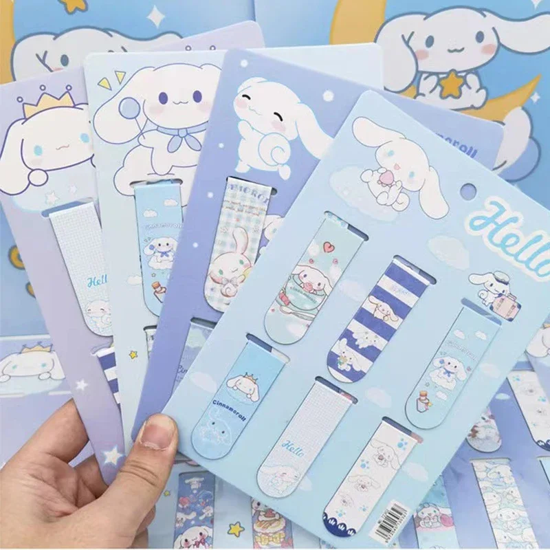 New 1Set Sanrio Magnetic Bookmark Mymelody Kuromi Cinnamoroll Kawaii Cartoon Pattern Page Marker School Office Stationery Supply