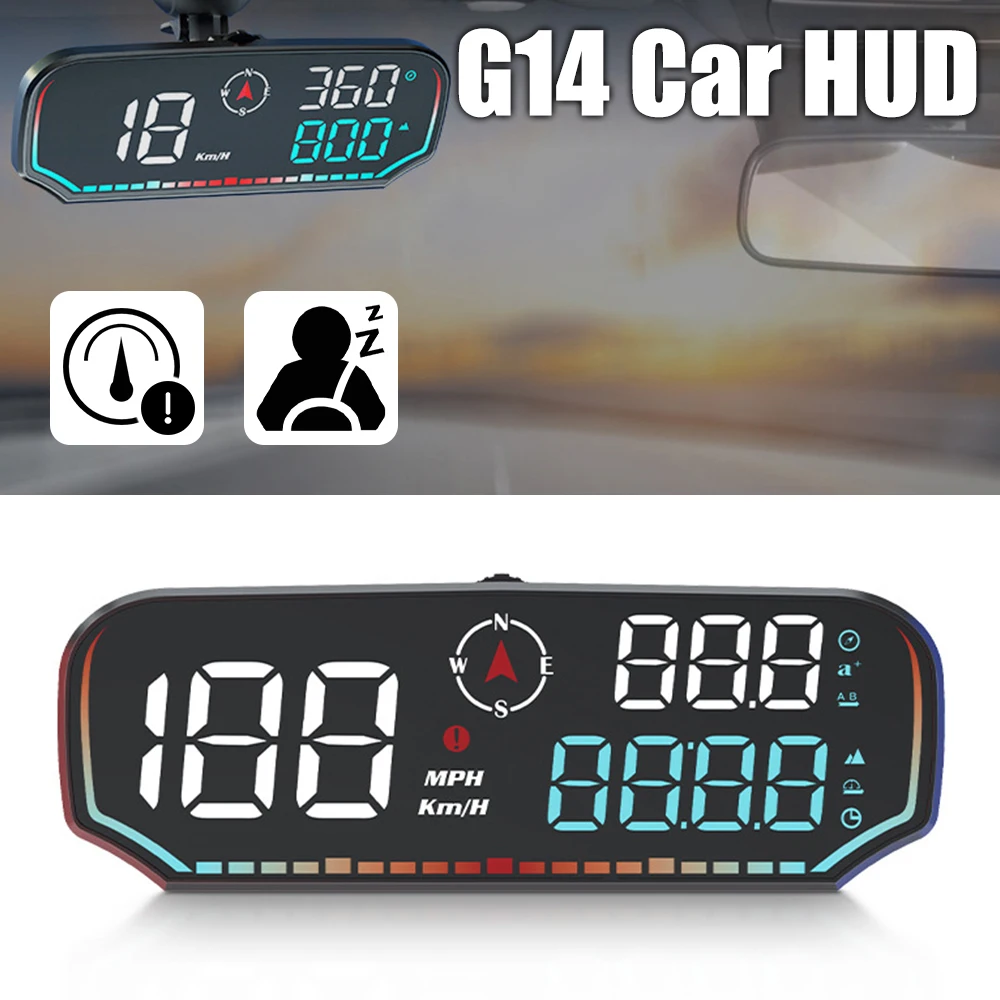 

Altitude Date Speedometer With Multiple Alarm Functions G14 HUD BeiDou GPS Car Head Up Display HD Display Screen