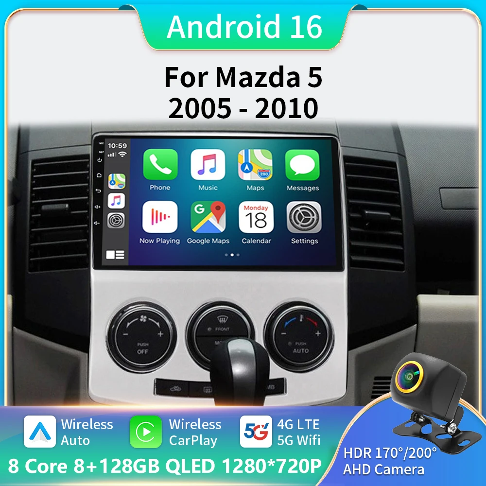 

2 Din Android 12 для MAZDA 5 2005 -2010 старое автомобильное радио мультимедийный видеоплеер навигация GPS Carplay головное устройство DSP 4G Wifi 8 + 128G