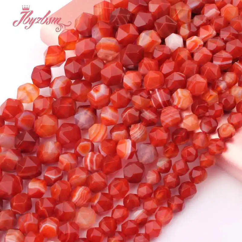 Natural Chalcedony Aagte Stripe Faceted Strand 15 Inches For Necklace Bracelets Jewelry Making DIY Loose Beads 6mm/8mm/10mm