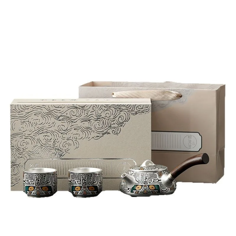 

Forbidden City merchandise ******lver Taotie high-end one pot two cups tea set set to send elders leaders business souvenir