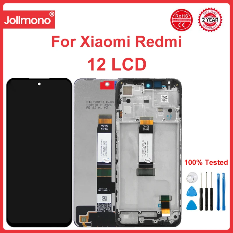 

Сменный экран для Redmi 12 6,79 дюйма, ЖК-дисплей для Xiaomi Redmi 12 23053RN02A, цифровой сенсорный экран с рамкой в сборе