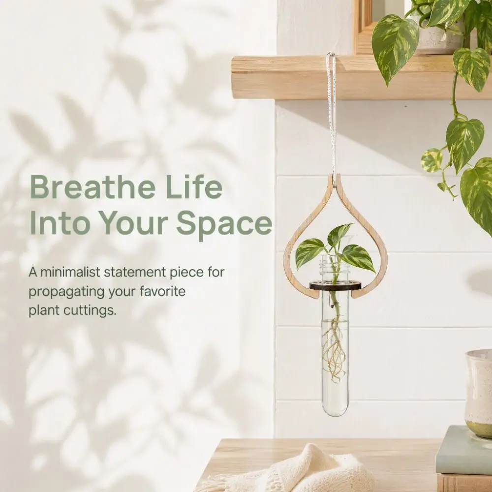 Minimalist Wooden Hydroponic Planter Shelf Vase Retro Wall Mounted Planter Star Hollow Out Wall Decoration Kitchen Ornament
