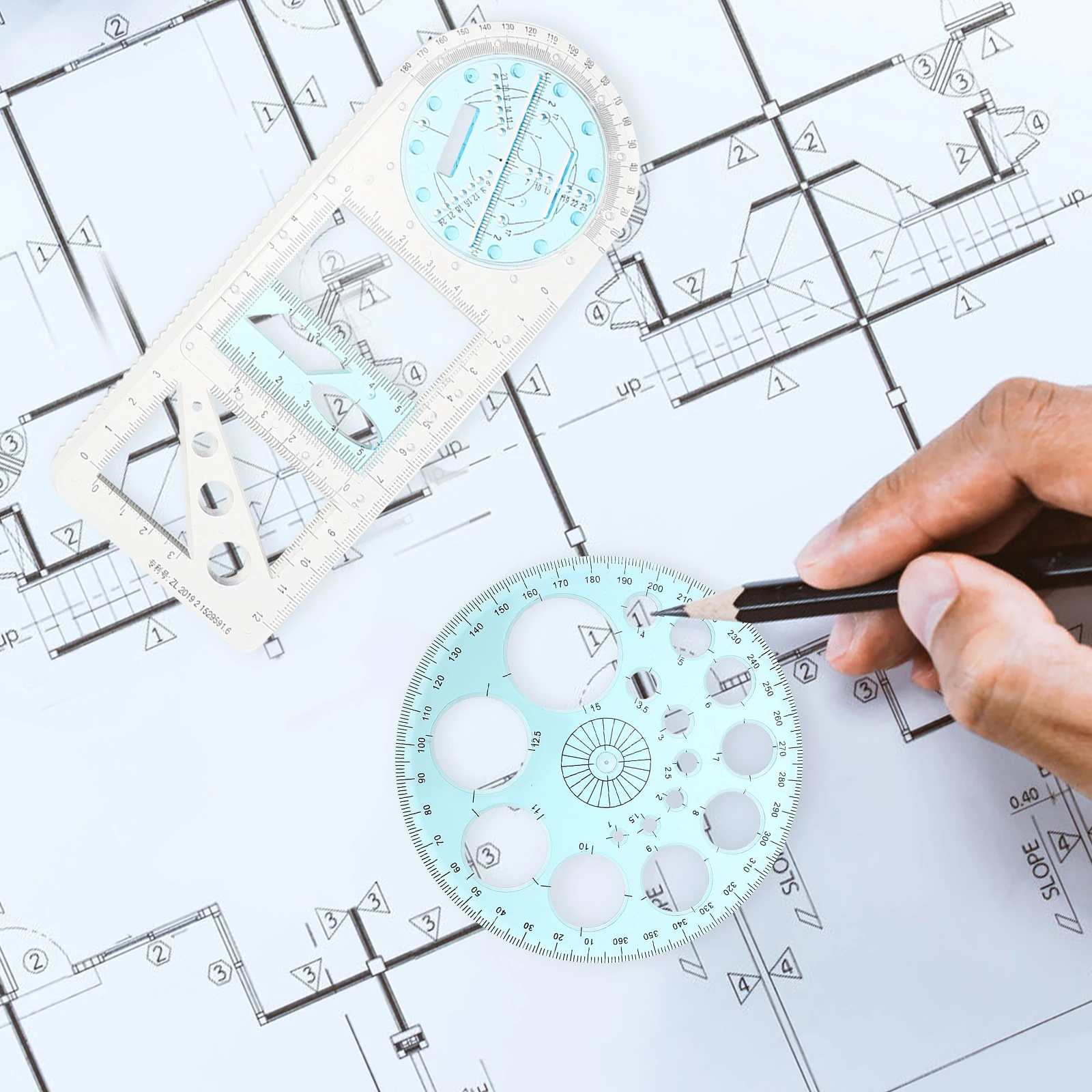 2pcs Plastic Geometric Drawing Rulers Templates Multipurpose Stencils Scales For Students Art Designers Lightweight