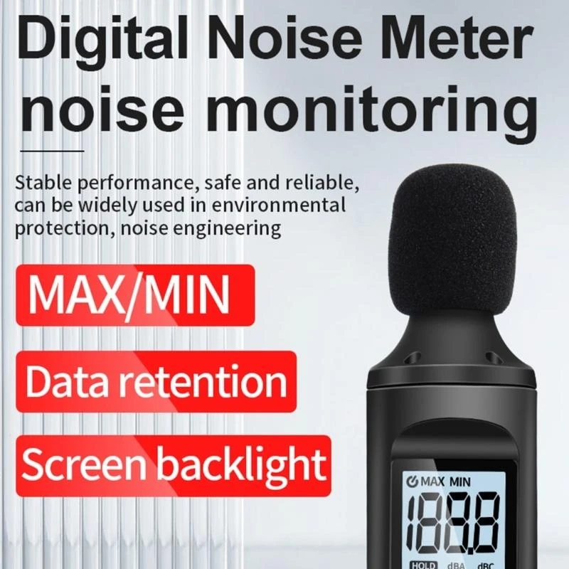 

97QC Multifunction Sound Leveling Meter Sensitive Decibel Meter Noise Meter for Recording & Analyzing Noise in Various Setting
