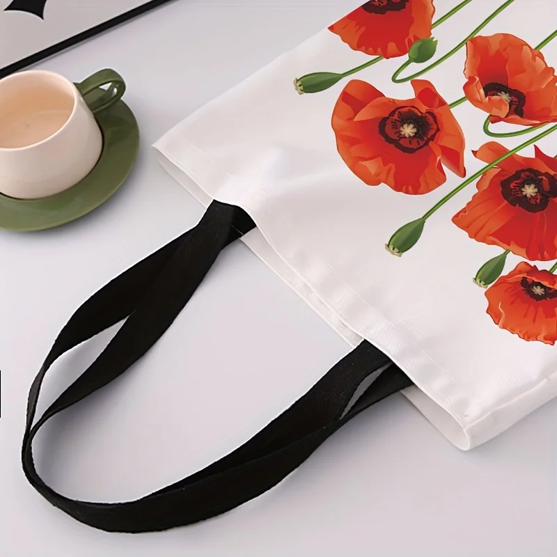 Fashion Floral Print Tote Bag, Large Capacity Shoulder Bag, Women's Casual Handbag & Shopping Bag