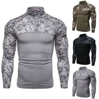 Unique Camouflage Long Sleeve T-shirt Men's Fitness Apparel Outdoor Military Style Fitness Clothing Elastic Tight Sweatshirt