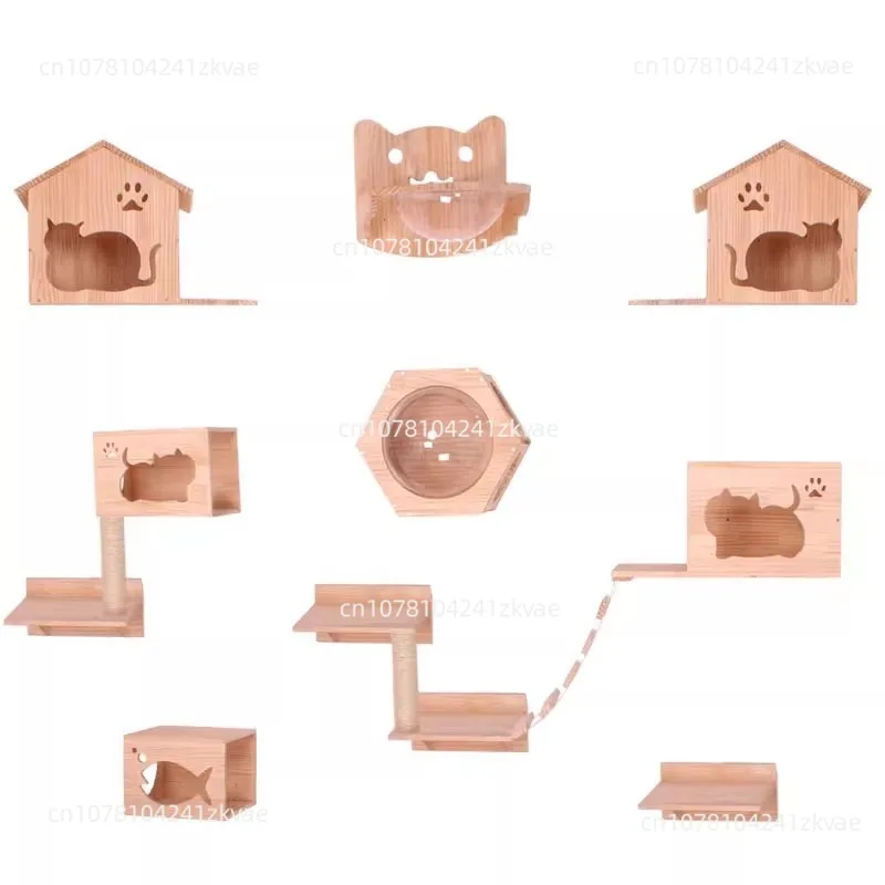 Climbing frame wall-type solid wood wall, jumping platform nest, wall-mounted wall does not occupy a pillar