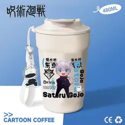 480Ml Gojo Coffee Cup Jujutsu Kaisen Anime Peripheral Thermos Cup Yuji Megumi Toge Nobara Same Pendant Portable Cartoon Cup Gift