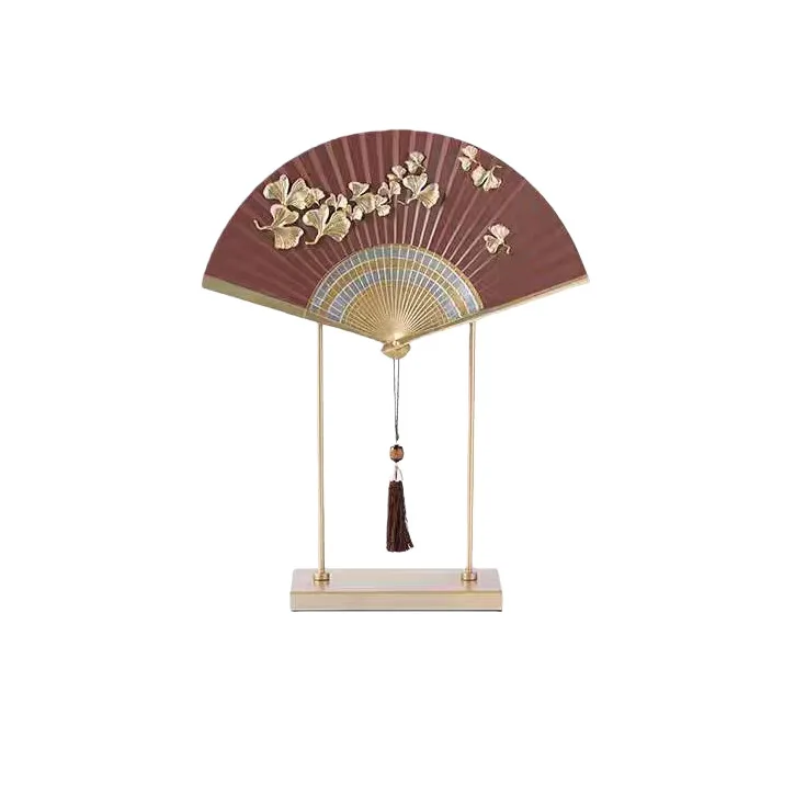 HYS New Chinese Fan Zen Ornament Chinese Ancient TV Cabinet Entrance Wine Cabinet Decoration Song Dynasty Aesthetic Home