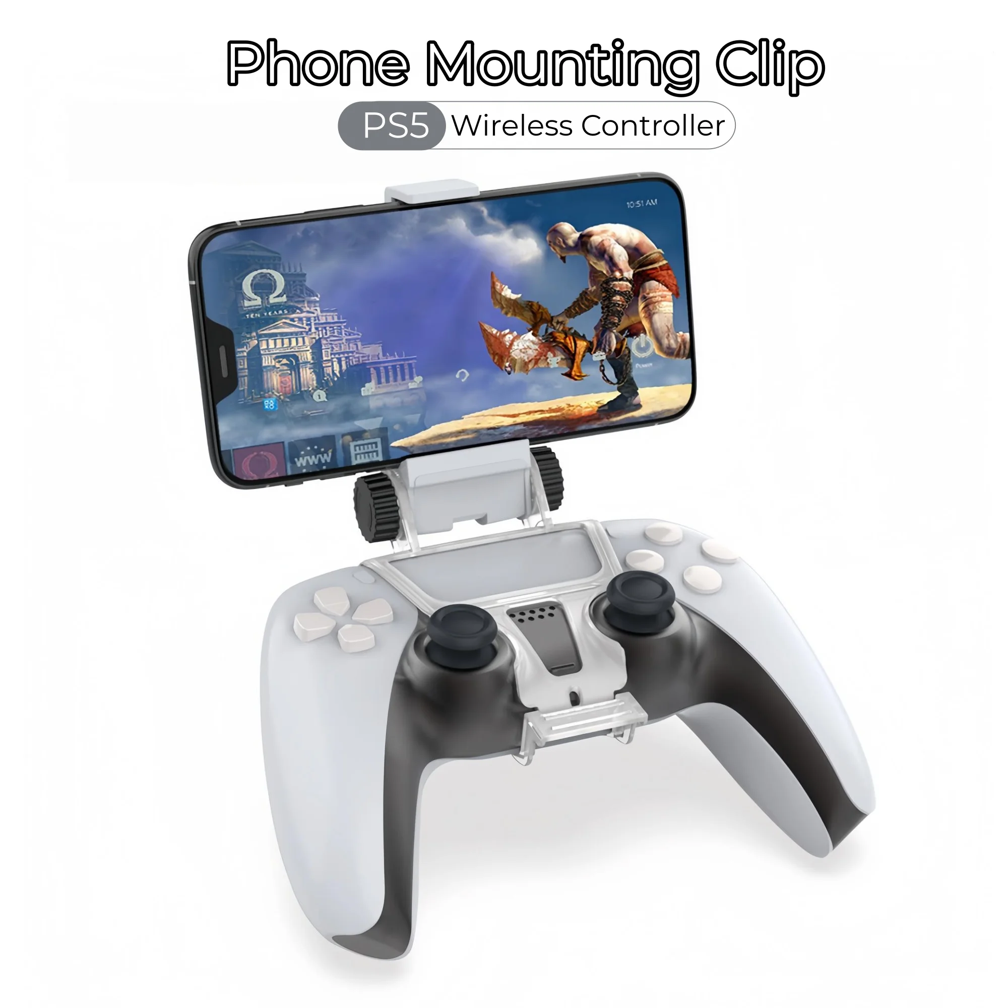 Adjustable Angle Phone Mount For PS5 DualSense Wireless Controller, Gamepad Phone Holder Clip Gaming Accessories