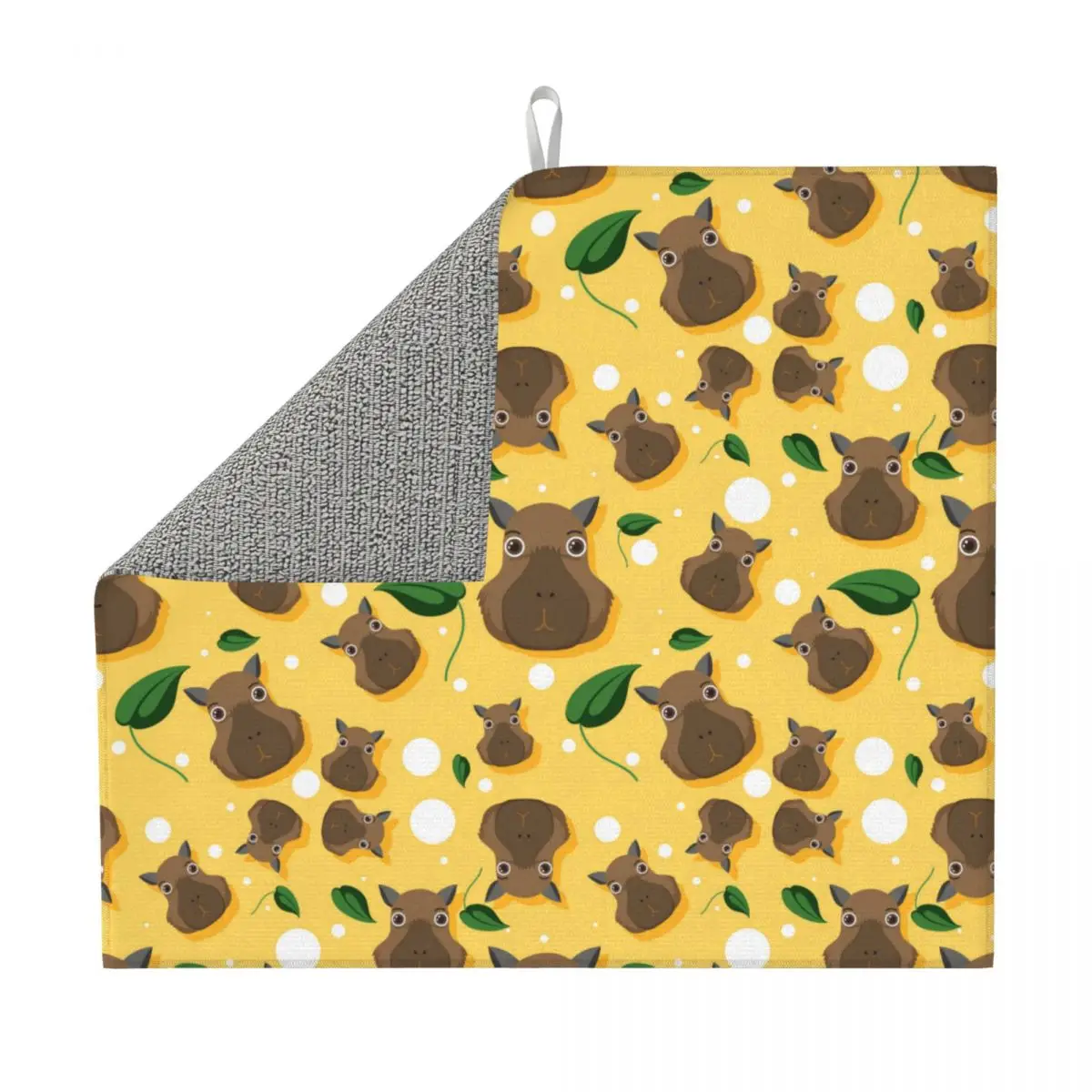 Cute Capybaras Pattern Dish Drying Mat for Kitchen Absorbent Quick Dry Microfiber Drainer Pads