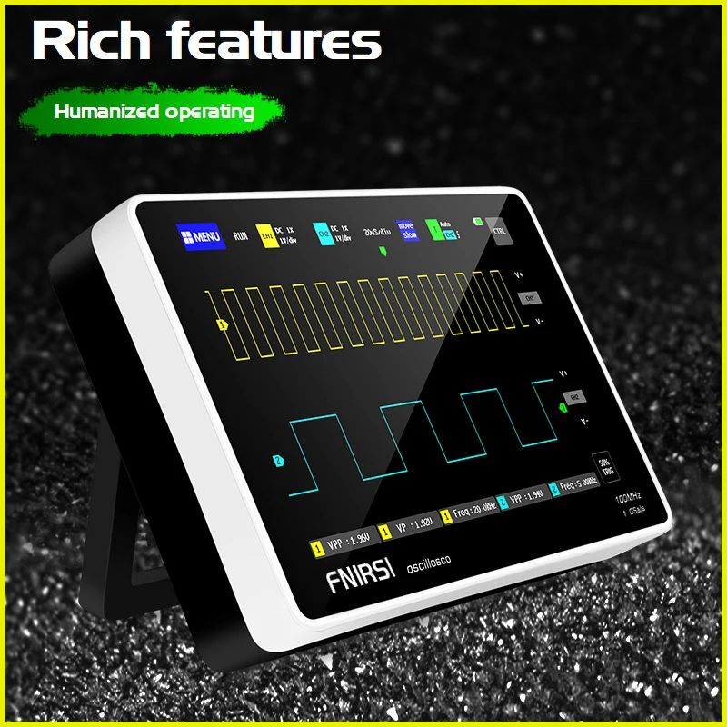 FNIRSI-1013D 7 Inches Mini Touch Screen Tablet Digital Oscilloscope Dual Channel 100M Bandwidth 1GS Sampling Rate US EU Plug