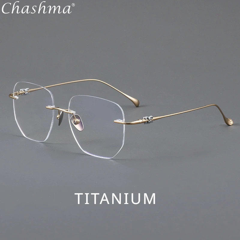 

Rimless Glasses Ultra Light Pure Titanium Eyeglass Fashion Polygon Spectacle Optical Prescription Eyeglasses Frames Man Woman