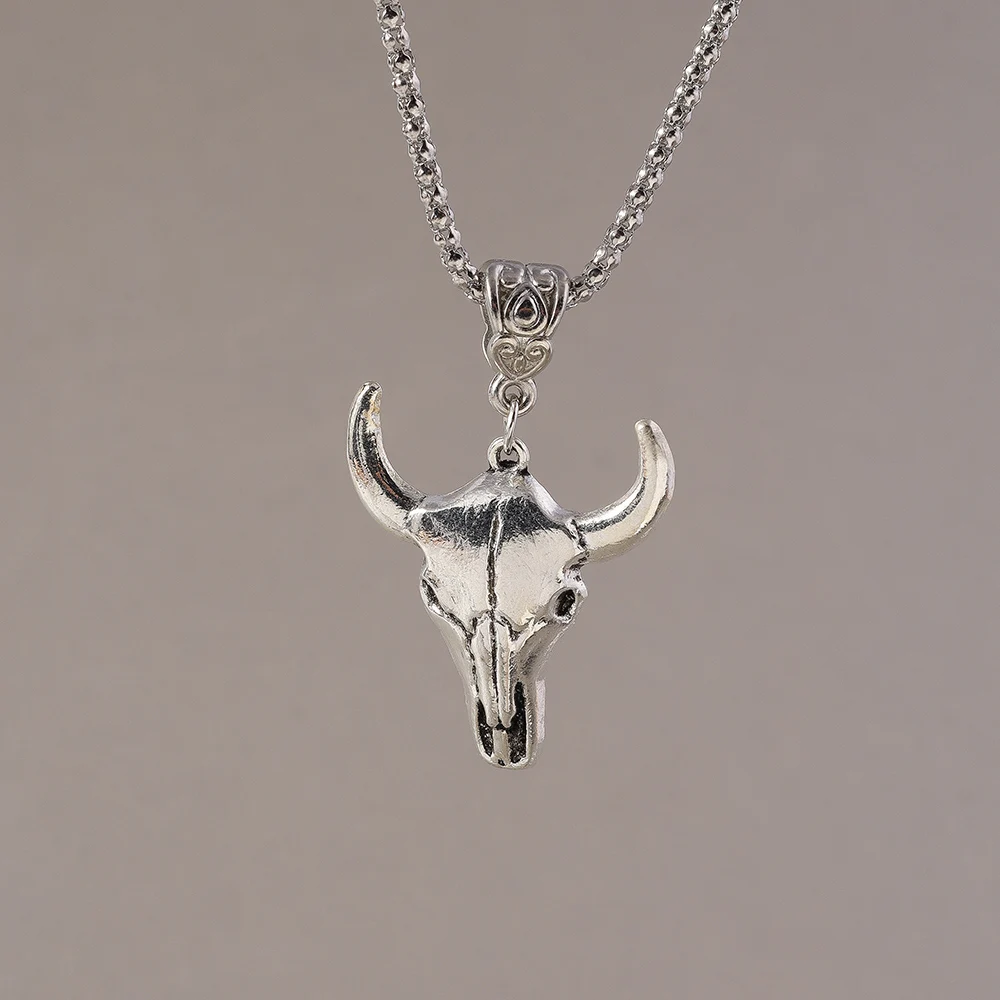 Aihua Klassische Eid Al-Adha Bull Kopf Halskette für Frauen Männer Einfache Edelstahl Lange Kette Halskette Hip Hop Street Dance schmuck – Detail 3