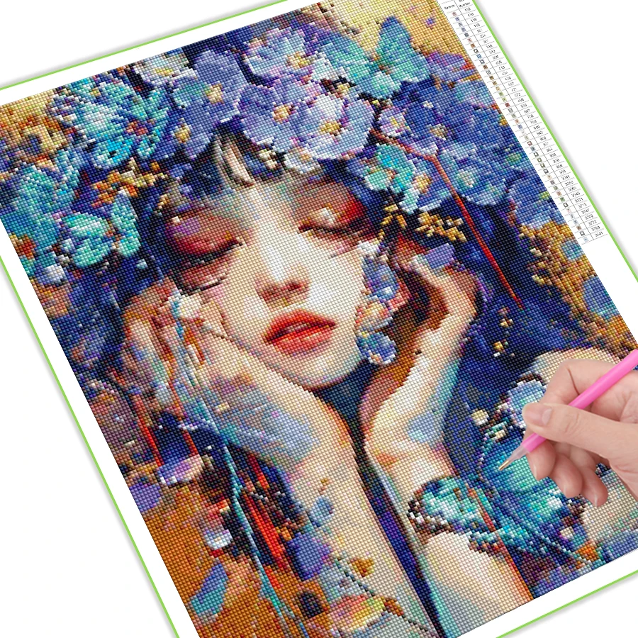 Diy Full Mosaic Art Cartoon Girl Diamond Painting New Collection 2024 Flower Fairy Rhinestone Embroidery Picture Wall Decor