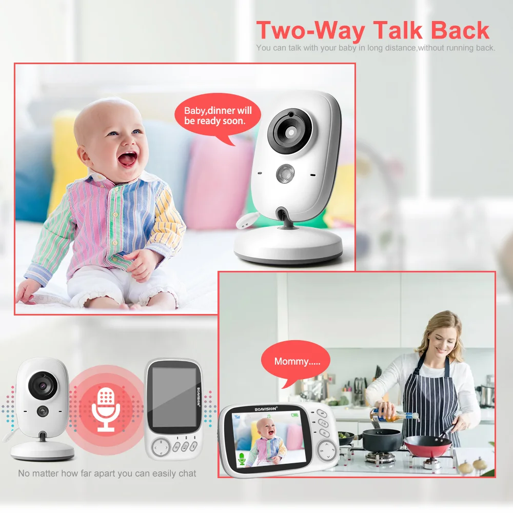 VB603 Video Baby Monitor 2.4G Wireless With 3.2 Inches LCD 2 Way Audio Talk Night Vision Surveillance Security Camera Babysitter