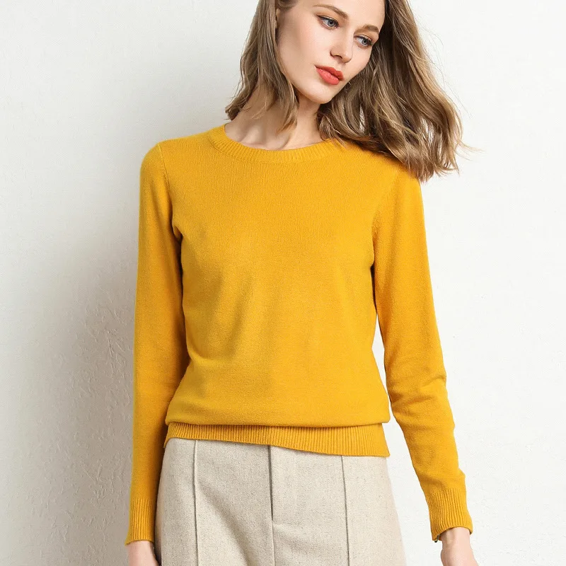 Autumn Sweater Women New Women's Sweaters Bottoms Pullover Women Thin Long-Sleeved O-Neck Wool Woman Sweaters Knit Pullover