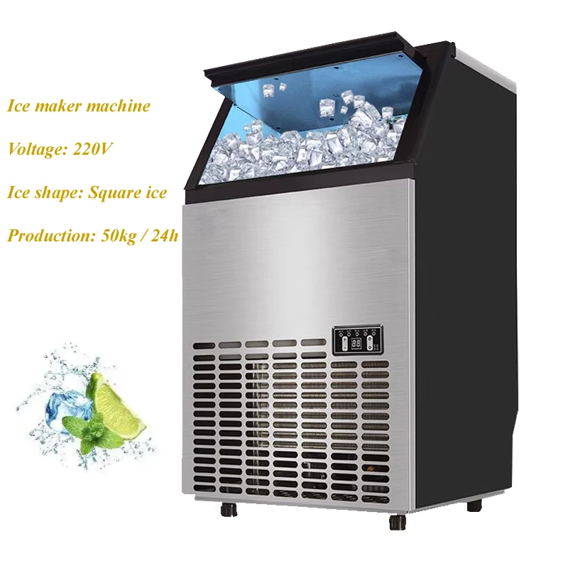 

Electric Square Shape Ice Maker Automatic Portable Block Ice Cube Maker For Bar Coffee Shop Ice Making Machine 50kg / 24H