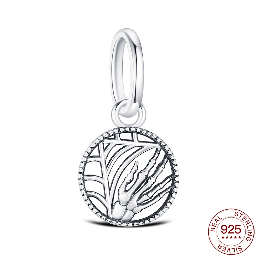 

Стерлингового Серебра 925 пробы, очаровательные бусины на Хэллоуин, паутина, череп, пальма, бусины для оригинального браслета, сделай сам, женские вечерние, горячие ювелирные изделия, подарок для влюбленных