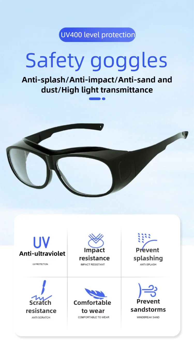 UV400 Protective Goggles for UV Curing Lamps, Mercury Lamps, UV Disinfection & Laboratory Photocuring Machines