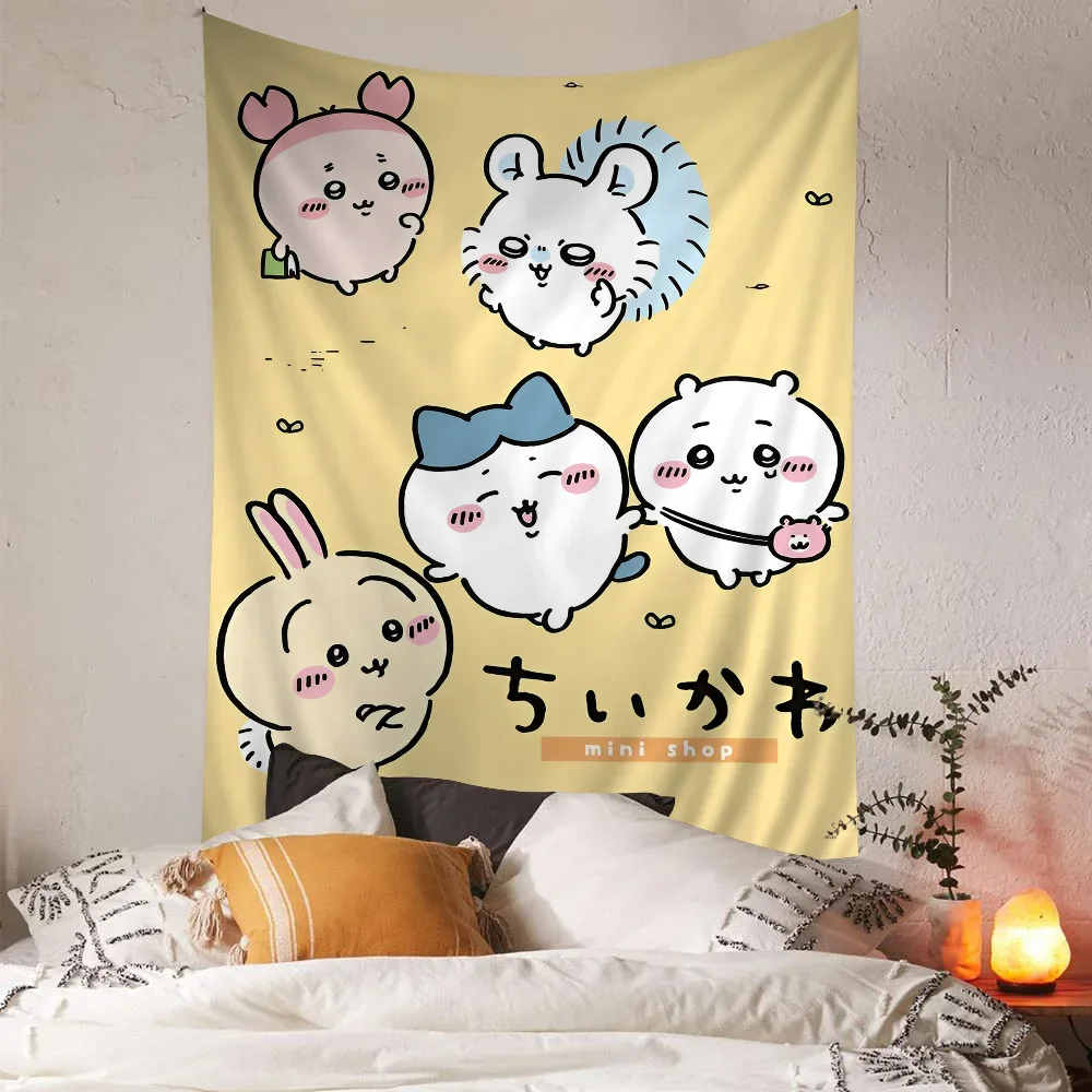 C-chiikawa CARTOON DIY Wall Tapestry Hanging Tarot Hippie Wall Rugs Dorm Home Decor