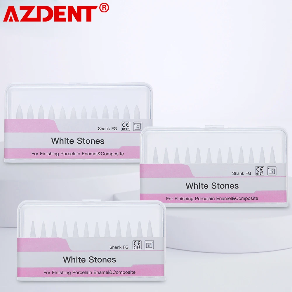 

AZDENT 3 Boxes Dental Flame Cone Round White Stone Polisher FG Burs Dentistry Polishing Dentist Clinic Metal Resin Porcelain