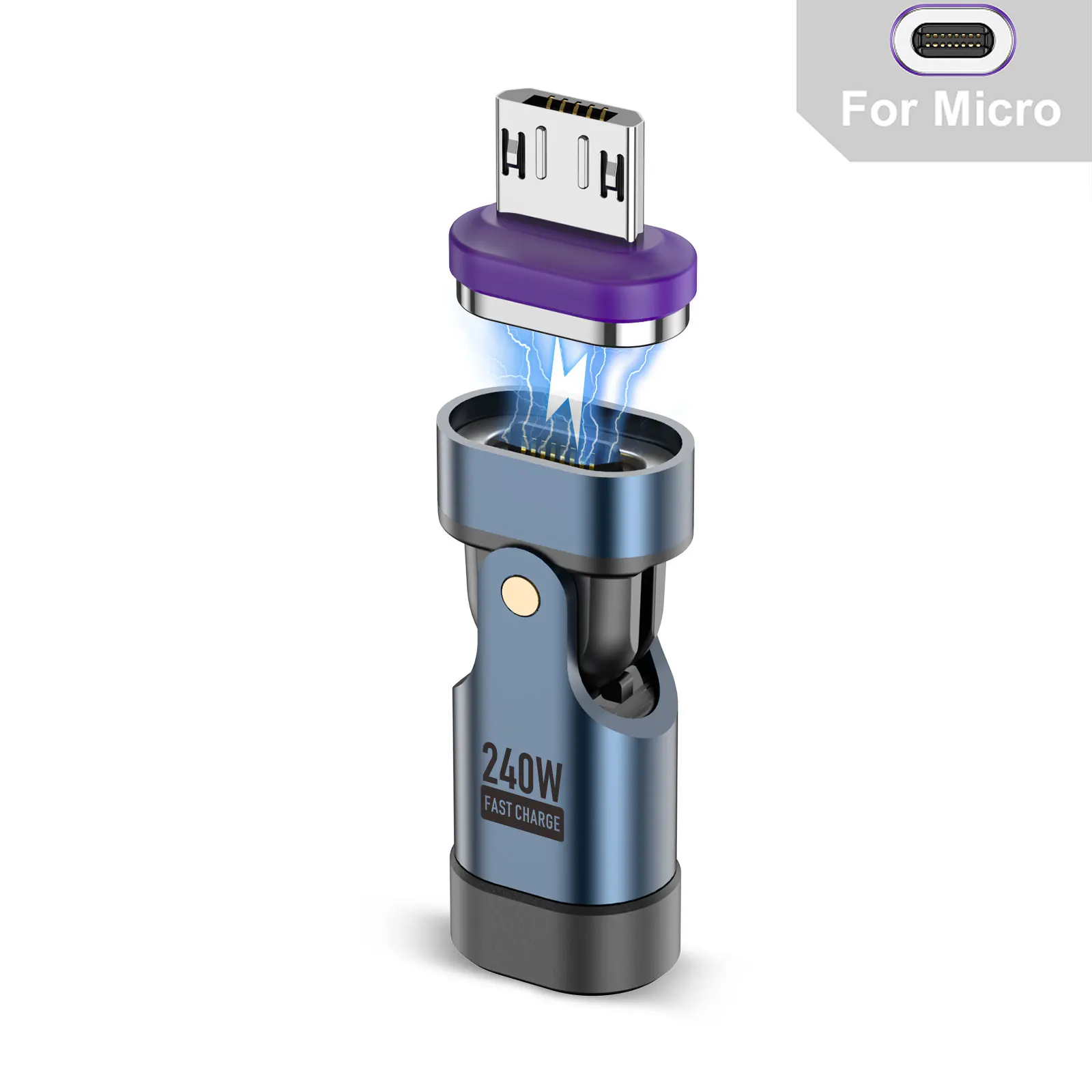 USLION 240 W Typ-C-Adapter, USB-C auf Typ-C-Schnellladekabel, magnetischer USB-C-Buchse-Konverter für MacBook, iPhone 16 15 Xiaomi