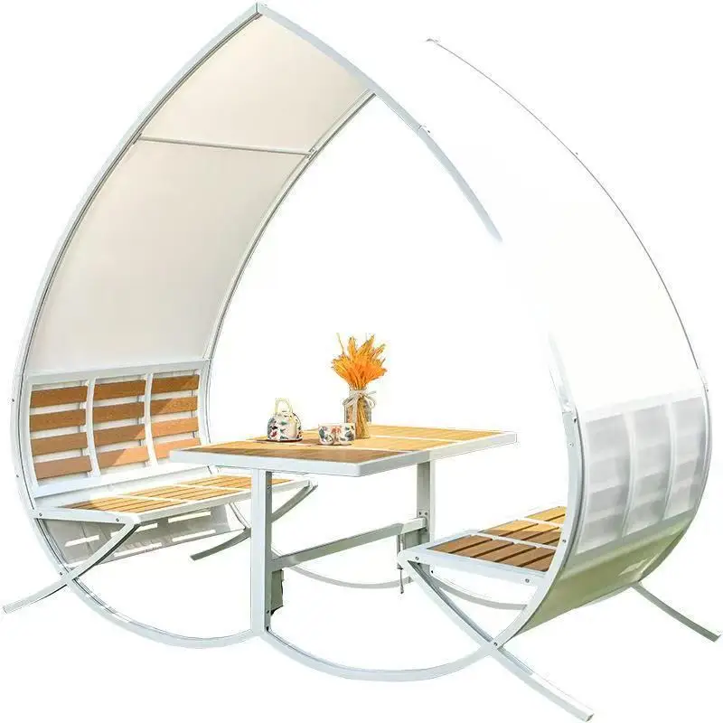 

B & B gazebo outdoor creative clock in Internet celebrity seat love creative gazebo seat wrought iron farm landscape rocking