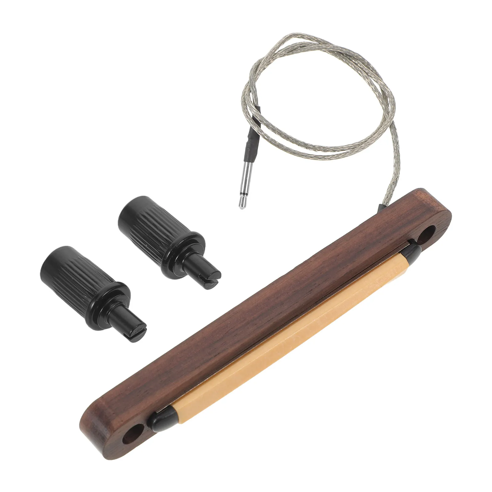 1 Set 6-String Acoustic Bass Guitar Bridge With Piezo Pickup-Wooden Bridge With Under-saddle Piezo Pickup, 2.5mm Jack Compatible